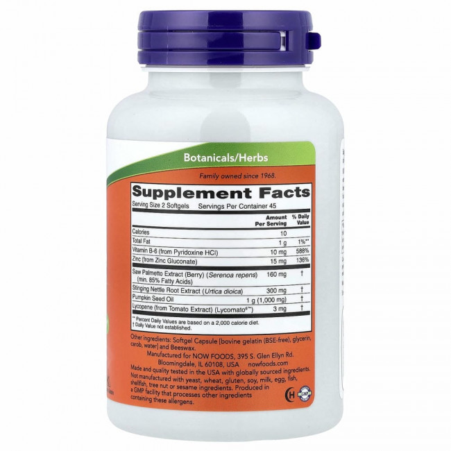 NOW Foods, Prostate Support, 90 мягких таблеток NOW Foods, Prostate Support, 90 мягких таблеток