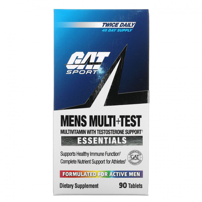 GAT, Men's Multi+Test, мультивитаминная добавка для мужчин, повышающая уровень тестостерона, 90 таблеток GAT, Men's Multi+Test, мультивитаминная добавка для мужчин, повышающая уровень тестостерона, 90 таблеток