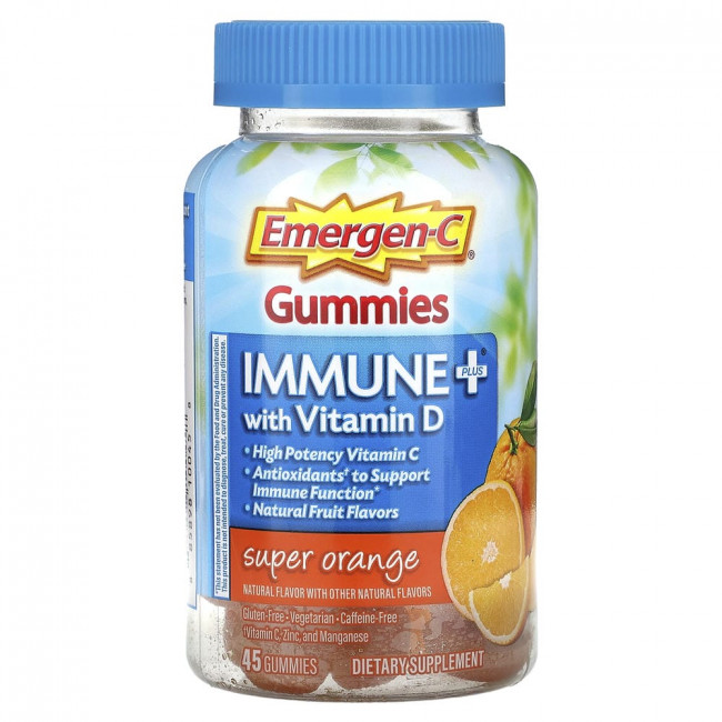 Emergen-C, Immune+ с витамином D, жевательные конфеты со вкусом апельсина, 45 штук (товар снят с производства)
