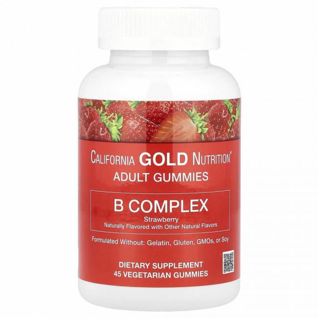 California Gold Nutrition, Жевательные таблетки с комплексом витаминов группы B, без желатина и глютена, натуральный клубничный вкус, 45 жевательных таблеток California Gold Nutrition, Жевательные таблетки с комплексом витаминов группы B, без желатина и глютена, натуральный клубничный вкус, 45 жевательных таблеток