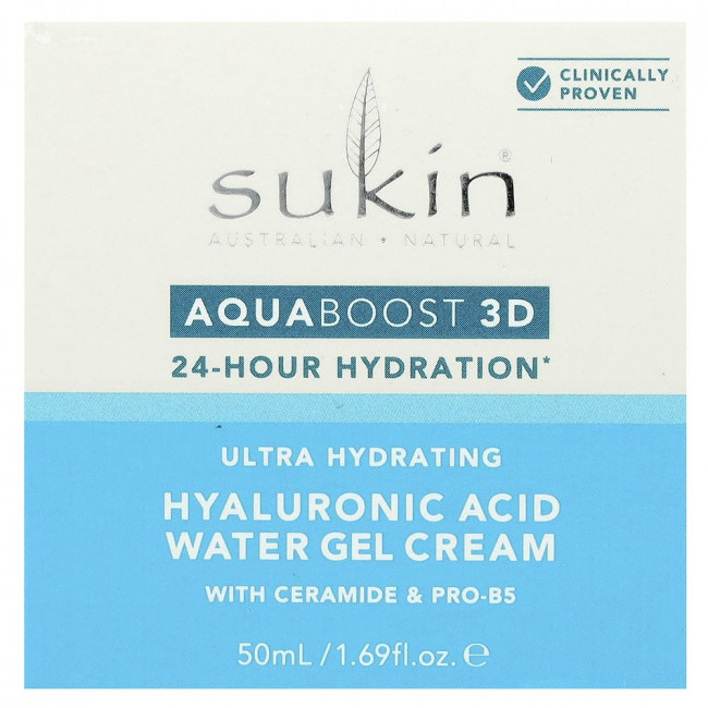 Sukin, AquaBoost 3D, гель-крем с гиалуроновой кислотой, 50 мл (1,69 жидких унций) Sukin, AquaBoost 3D, гель-крем с гиалуроновой кислотой, 50 мл (1,69 жидких унций)
