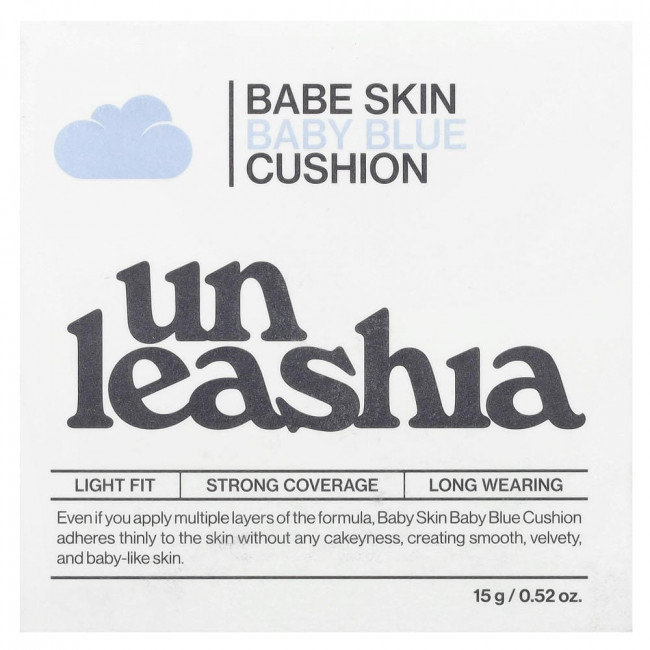 Unleashia, Babe Skin, Baby Blue Cushion, SPF40/PA++, 23W Jolly, 0.52 oz (15 g) Unleashia, Babe Skin, Baby Blue Cushion, SPF40/PA++, 23W Jolly, 0.52 oz (15 g)
