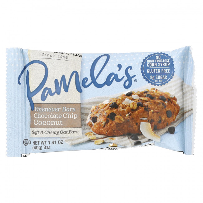 Pamela's Products, Wheever Bars, овсяные шоколадные крошки и кокос, 5 батончиков по 40 г (1,41 унции)