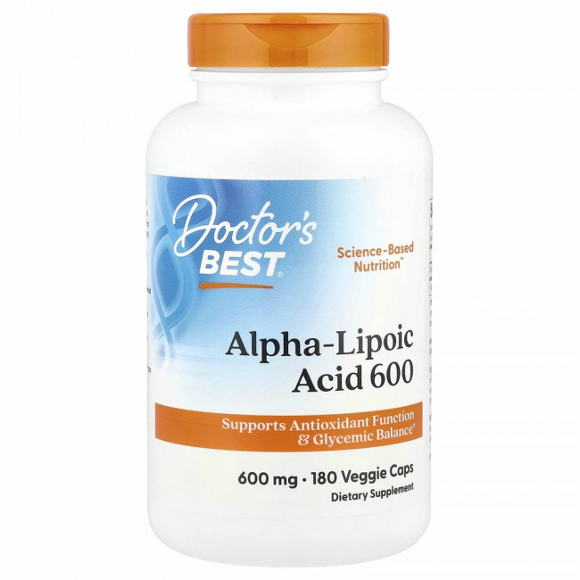 Doctor's Best, альфа-липоевая кислота 600, 600 мг, 180 вегетарианских капсул Doctor's Best, альфа-липоевая кислота 600, 600 мг, 180 вегетарианских капсул