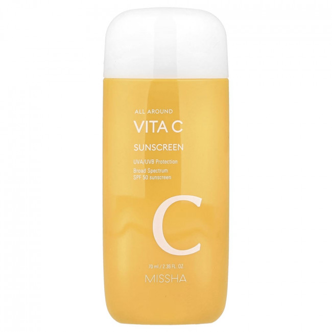 Солнцезащитный крем Missha All Around Vita C, SPF 50, 70 мл (2,36 жидких унции)