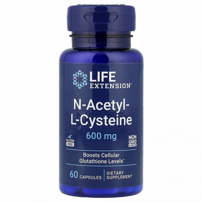 Life Extension, N-ацетил-L-цистеин, 600 мг, 60 капсул