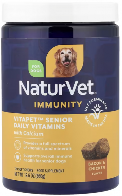 NaturVet, VitaPet Senior, ежедневные витамины и глюкозамин для собак, 120 жевательных таблеток, 360 г (12,6 унции) NaturVet, VitaPet Senior, ежедневные витамины и глюкозамин для собак, 120 жевательных таблеток, 360 г (12,6 унции)