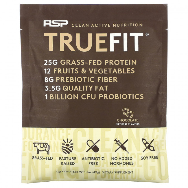 RSP Nutrition, TrueFit, сывороточный протеин от животных травяного откорма с фруктами и овощами, шоколад, 49 г (1,7 унции) RSP Nutrition, TrueFit, сывороточный протеин от животных травяного откорма с фруктами и овощами, шоколад, 49 г (1,7 унции)