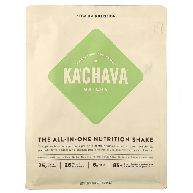 KaChava, универсальный питательный коктейль, матча, 434 г (15,31 унции)