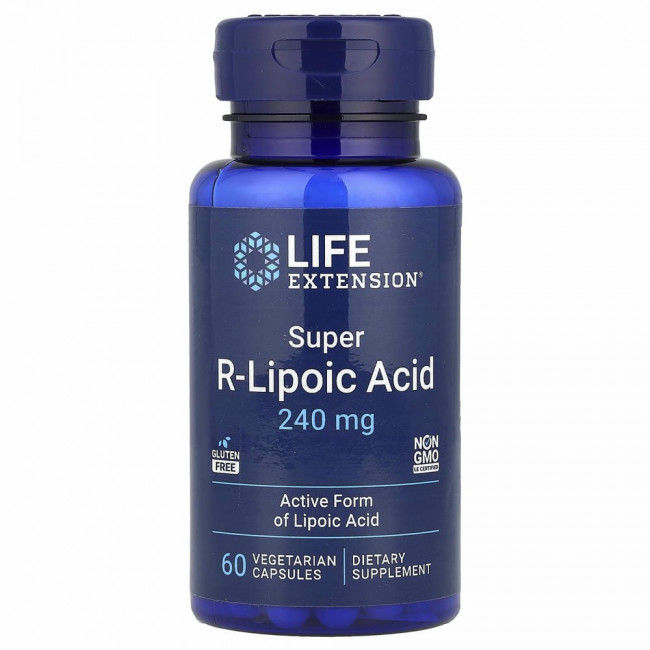 Life Extension, супер R-липоевая кислота, 240 мг, 60 вегетарианских капсул