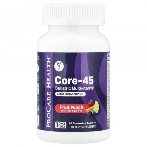 ProCare Health, Core-45, мультивитамины для бариатрических пациентов, фруктовый пунш, 30 жевательных таблеток.