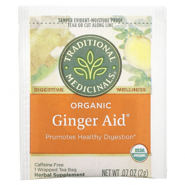 Traditional Medicinals, Ginger Aid, органический, (имбирь), без кофеина, 16 чайных пакетиков, 32 г (1,13 унции)