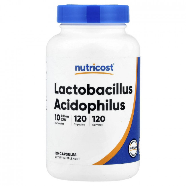 Nutricost, Lactobacillus Acidophilus, 50 мг (10 миллиардов КОЕ), 120 капсул