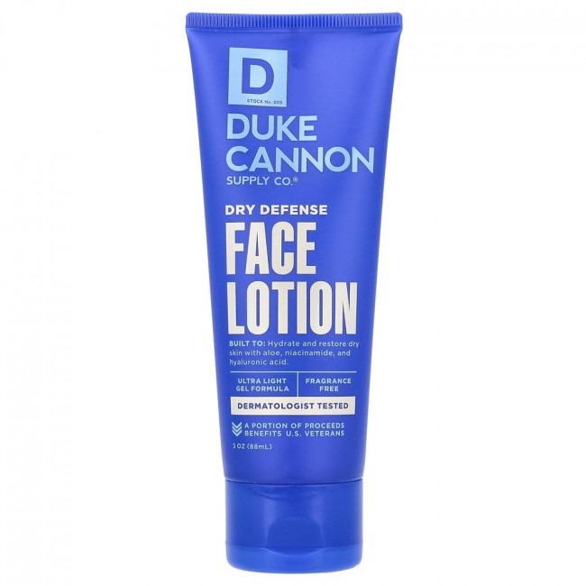 Duke Cannon Supply Co., Dry Defense Face Lotion, без отдушек, 88 мл (3 жидких унции)