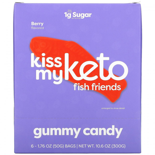 Kiss My Keto, Fish Friends Gummy Candy, Berry Flavor, 6 Bags, 1.76 oz ( 50 g) Each Kiss My Keto, Fish Friends Gummy Candy, Berry Flavor, 6 Bags, 1.76 oz ( 50 g) Each