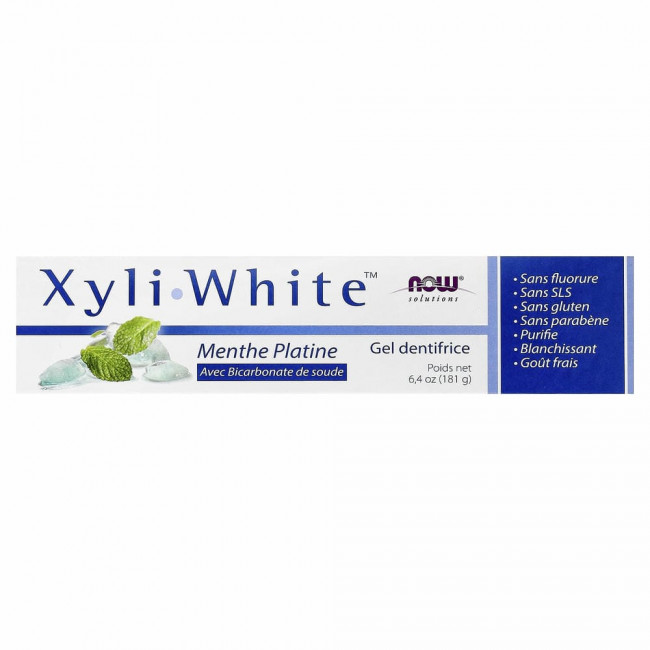 NOW Foods, Solutions, Xyli-White, гелевая зубная паста с пищевой содой, без фторида, освежающая мята, 181 г (6,4 унции)