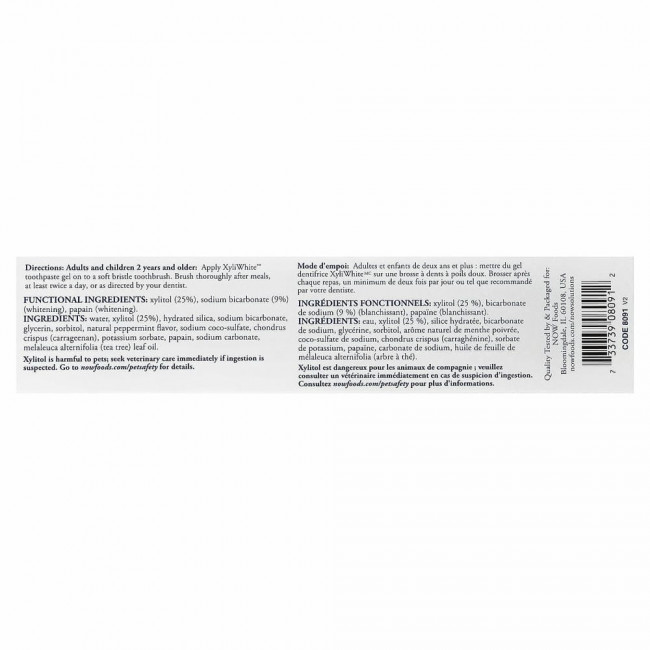 NOW Foods, Solutions, Xyli-White, гелевая зубная паста с пищевой содой, без фторида, освежающая мята, 181 г (6,4 унции)