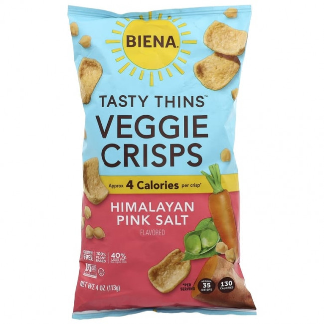 BIENA, Tasty Thins™ Veggie Crisps, Himalayan Pink Salt, 4 oz (113 g)