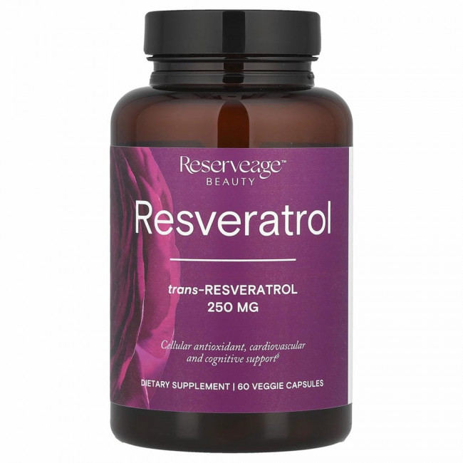 ReserveAge Nutrition, ресвератрол, 250 мг, 60 растительных капсул