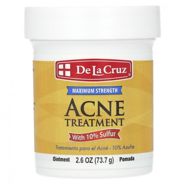 De La Cruz, мазь для лечения акне с 10% серой, максимальная эффективность, 73,7 г (2,6 унции) De La Cruz, мазь для лечения акне с 10% серой, максимальная эффективность, 73,7 г (2,6 унции)