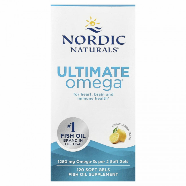 Nordic Naturals, Ultimate Omega, со вкусом лимона, 640 мг, 120 капсул Nordic Naturals, Ultimate Omega, со вкусом лимона, 640 мг, 120 капсул