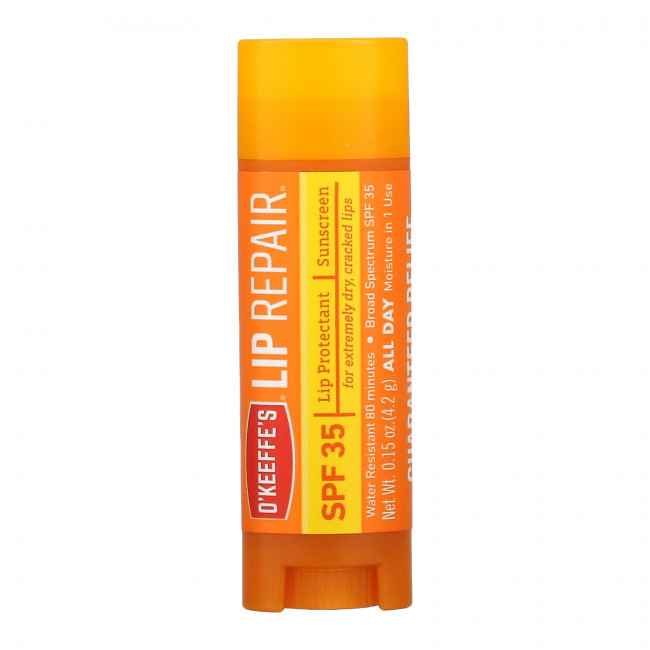 O'Keeffe's, Lip Repair, успокаивающий алоэбуст, SPF 35, 4,2 г (0,15 унции) O'Keeffe's, Lip Repair, успокаивающий алоэбуст, SPF 35, 4,2 г (0,15 унции)