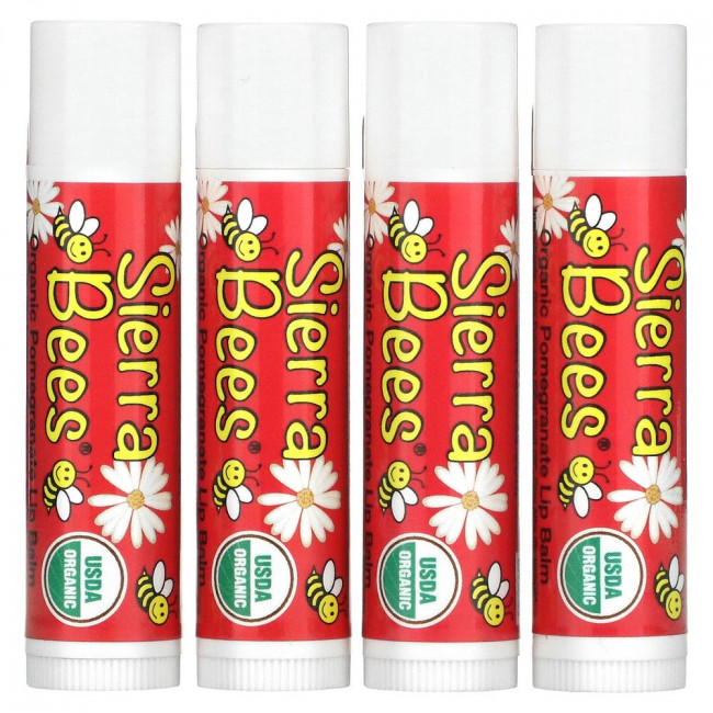 Sierra Bees, органические бальзамы для губ, гранат, 4 штуки по 4,25 г (0,15 унции) Sierra Bees, органические бальзамы для губ, гранат, 4 штуки по 4,25 г (0,15 унции)