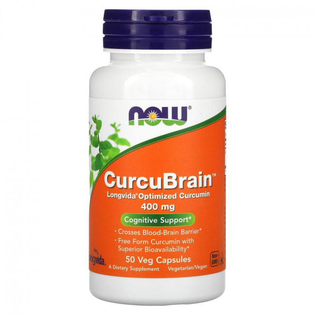 NOW Foods, CurcuBrain, когнитивная поддержка, 400 мг, 50 растительных капсул NOW Foods, CurcuBrain, когнитивная поддержка, 400 мг, 50 растительных капсул