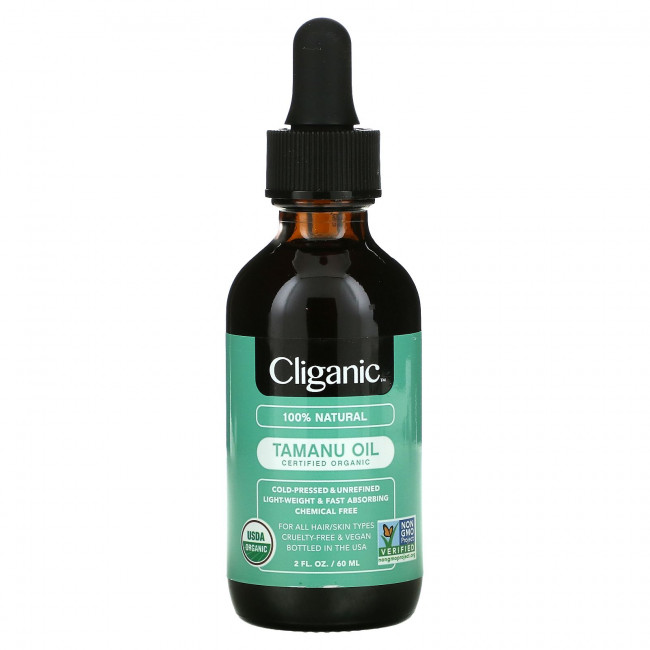 Cliganic, 100% чистое и натуральное масло, таману, 60 мл (2 жидк. Унции) Cliganic, 100% чистое и натуральное масло, таману, 60 мл (2 жидк. Унции)
