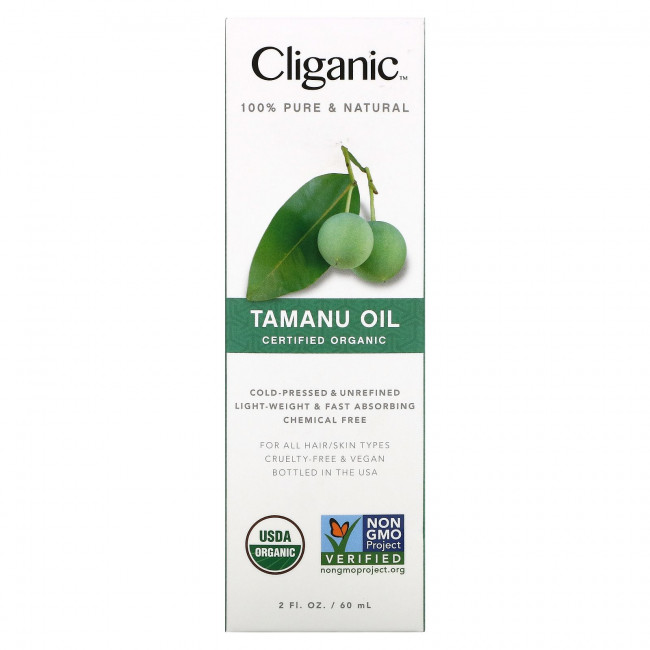 Cliganic, 100% чистое и натуральное масло, таману, 60 мл (2 жидк. Унции) Cliganic, 100% чистое и натуральное масло, таману, 60 мл (2 жидк. Унции)