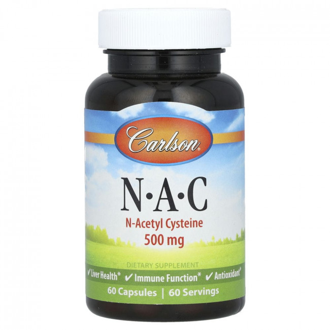 Carlson Labs, N-A-C, 500 мг, 60 капсул Carlson Labs, N-A-C, 500 мг, 60 капсул