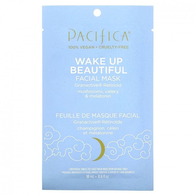 Pacifica, Wake Up Beautiful, Facial Beauty Mask, Granactive Retinoid, 1 Sheet Mask, 0.6 fl oz (18 ml)
