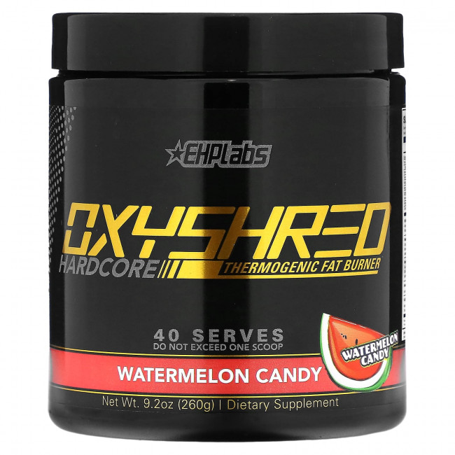 EHPlabs, Oxyshred Hardcore, термогенное сжигание жира, арбузные конфеты, 260 г (9,2 унции) EHPlabs, Oxyshred Hardcore, термогенное сжигание жира, арбузные конфеты, 260 г (9,2 унции)
