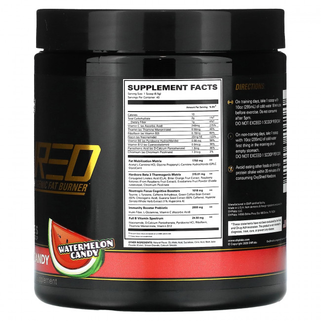 EHPlabs, Oxyshred Hardcore, термогенное сжигание жира, арбузные конфеты, 260 г (9,2 унции) EHPlabs, Oxyshred Hardcore, термогенное сжигание жира, арбузные конфеты, 260 г (9,2 унции)