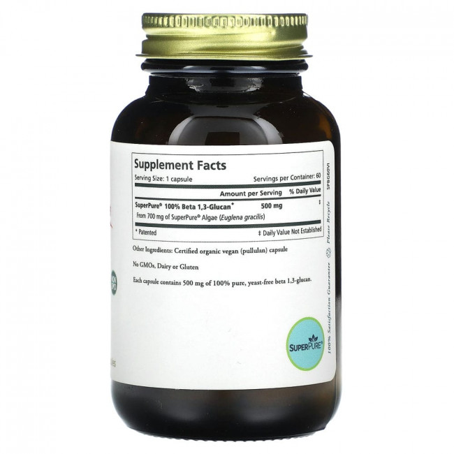 Pure Synergy, SuperPure, бета 1,3-глюкан, экстракт водорослей, 60 капсул Pure Synergy, SuperPure, бета 1,3-глюкан, экстракт водорослей, 60 капсул