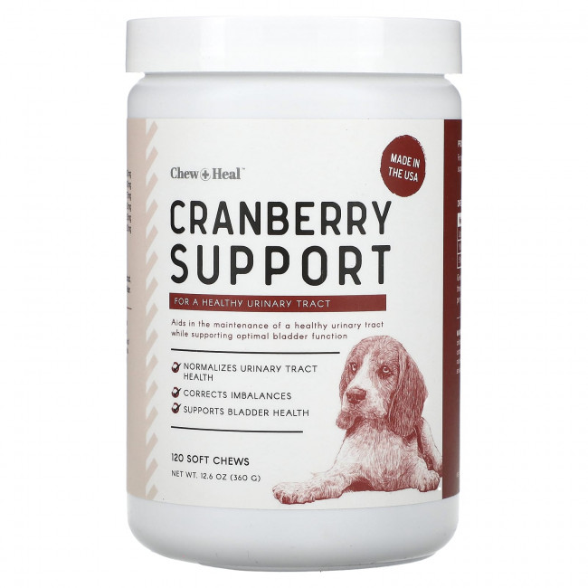 Chew + Heal, Cranberry Support, для собак, 120 жевательных таблеток, 360 г (12,6 унции) Chew + Heal, Cranberry Support, для собак, 120 жевательных таблеток, 360 г (12,6 унции)