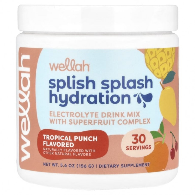 Wellah, Splish Splash Hydration, тропический пунш, 156 г (5,6 унции) Wellah, Splish Splash Hydration, тропический пунш, 156 г (5,6 унции)