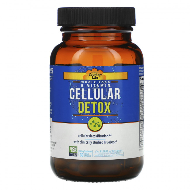 Country Life, Whole Food B-Vitamin, Cellular Detox, 30 веганских капсул
