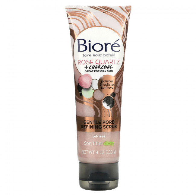 Biore, Нежный скраб для очищения пор, Розовый кварц + древесный уголь, 4 унции (113 г)