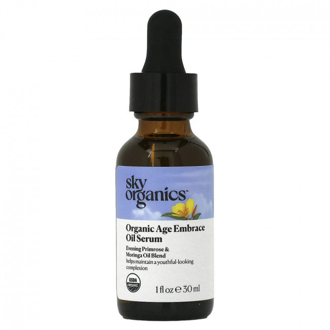 Sky Organics, Organic Age Embrace Oil Serum, Evening Primrose & Moringa Oil Blend, 1 fl oz (30 ml)