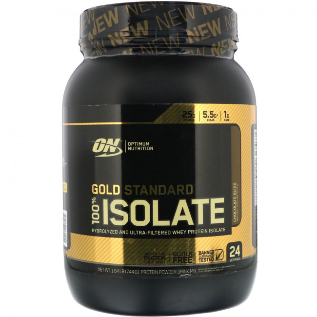 Optimum Nutrition, Gold Standard 100% Isolate, изолят, шоколадный вкус, 744 г (1,64 фунта)