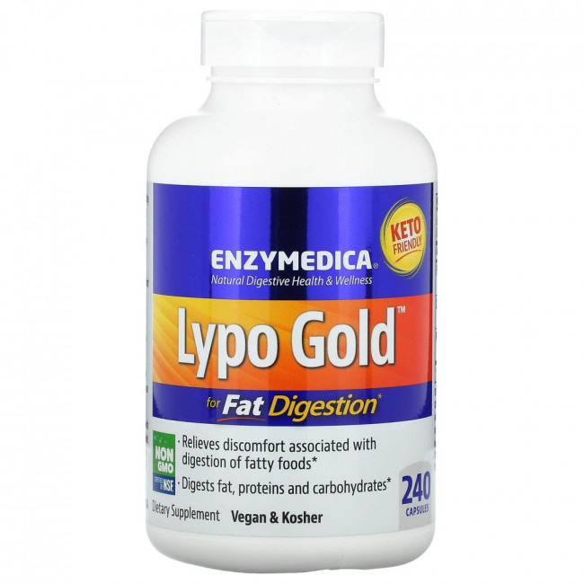 Enzymedica, Lypo Gold, препарат для переваривания жиров, 240 капсул