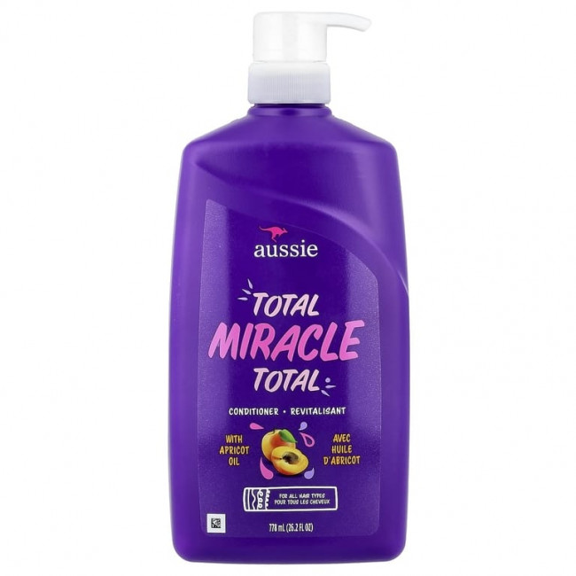 Aussie, Total Miracle, кондиционер с абрикосовым маслом, для всех типов волос, 778 мл (26,2 жидк. унции) Aussie, Total Miracle, кондиционер с абрикосовым маслом, для всех типов волос, 778 мл (26,2 жидк. унции)