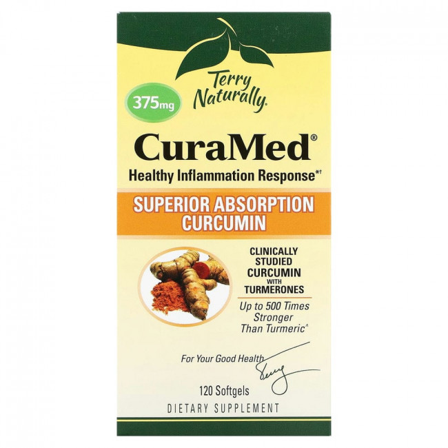 Terry Naturally, CuraMed, 375 мг, 120 мягких желатиновых капсул Terry Naturally, CuraMed, 375 мг, 120 мягких желатиновых капсул