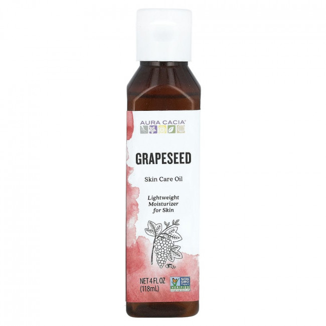 Aura Cacia, Масло для ухода за кожей, виноградные косточки, 118 мл (4 жидк. Унции)