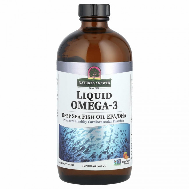 Nature's Answer, жидкая форма омега-3, ЭПК и ДГК из жира глубоководных рыб, аромат апельсина, 480 мл (16 жидк. унций) Nature's Answer, жидкая форма омега-3, ЭПК и ДГК из жира глубоководных рыб, аромат апельсина, 480 мл (16 жидк. унций)
