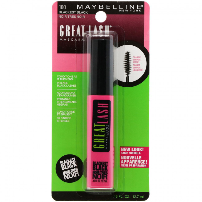 Maybelline, Тушь для ресниц Great Lash, оттенок 100 угольно-черный, 12,7 мл Maybelline, Тушь для ресниц Great Lash, оттенок 100 угольно-черный, 12,7 мл