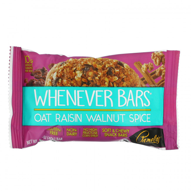 Pamela's Products, Whe Since Bars, овсяные, изюмные и ореховые специи, 5 батончиков по 40 г (1,41 унции) Pamela's Products, Whe Since Bars, овсяные, изюмные и ореховые специи, 5 батончиков по 40 г (1,41 унции)