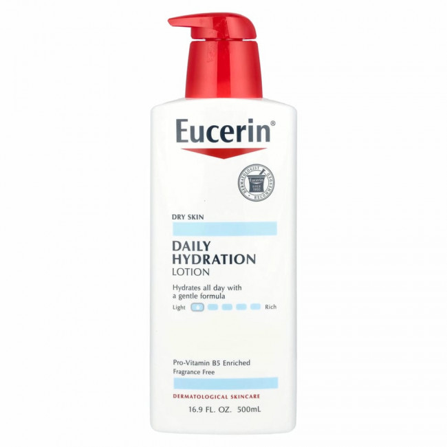 Eucerin, Ежедневное увлажнение, Лосьон, без запаха, 16.9 ж. унций (500 мл) Eucerin, Ежедневное увлажнение, Лосьон, без запаха, 16.9 ж. унций (500 мл)