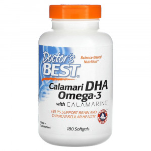 Doctor's Best, ДГК 500 из кальмаров с каламарином, 500 мг, 180 мягких капсул Doctor's Best, ДГК 500 из кальмаров с каламарином, 500 мг, 180 мягких капсул